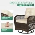 thumbnail image 3 of Clouddwell 3 Piece Patio Swivel Rocker Wicker Rattan Patio Conversation Set Outdoor Sectional Sofa Set with Coffee Table and White Cushions, 3 of 7