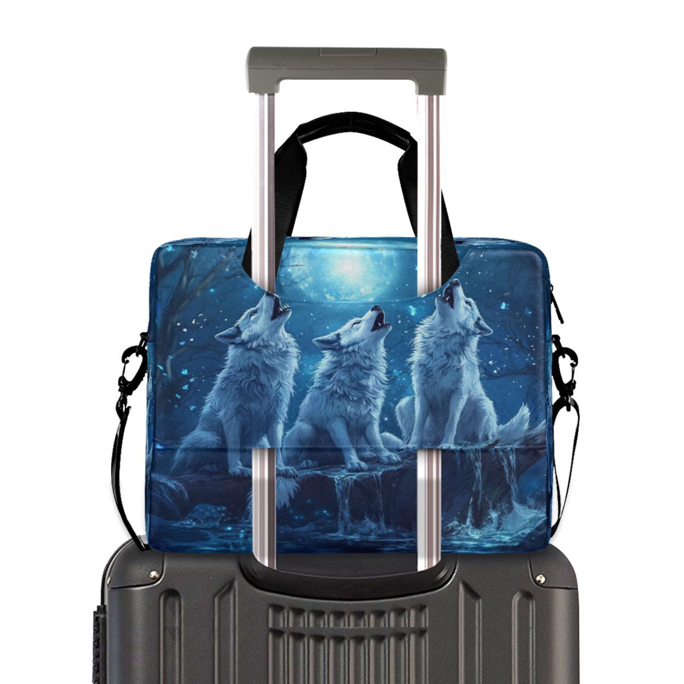16" Laptop Tote Bag Laptop Sleeve Case Computer Briefcase for Work & Travel Three Blue Wolves