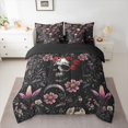 thumbnail image 2 of Manfei Retro Rustic Floral 7pcs Bedding Comforter Set,Spooky Skull Skeleton Queen Bedding Sets,Gothic Valentines Day Queen Sheet Sets For Adults,Breathable Home Decor Reversible, 2 of 8
