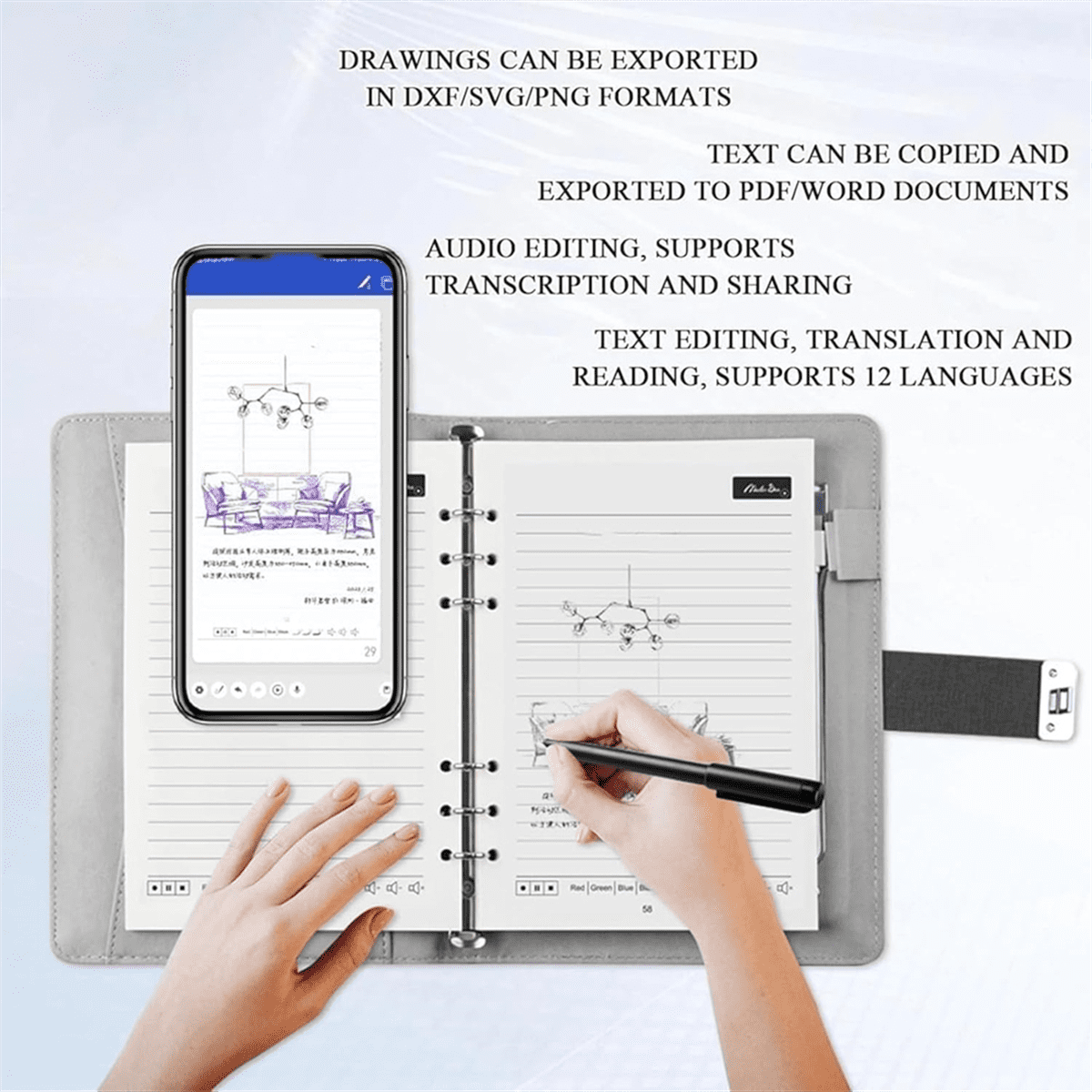 Syncify Digital Sketchbook Pro V2, Bluetooth 5.0 Smart Sync Pen & Digital Notebook, Writing & Note-Taking Tool D,1pcs x smart notebook with pen,Dark Blue