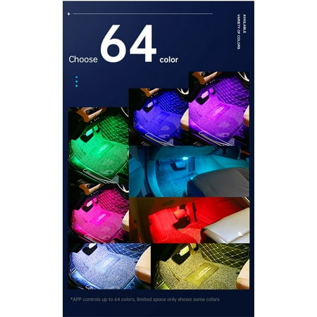 

12V Car LED Backlight Atmosphere Lights RGB APP Wireless Remote Music Control