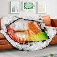 thumbnail image 4 of Fleece Blanket Sushi Roll Wrap Blanket Round Throw Blanket Funny Realistic Food, 4 of 9