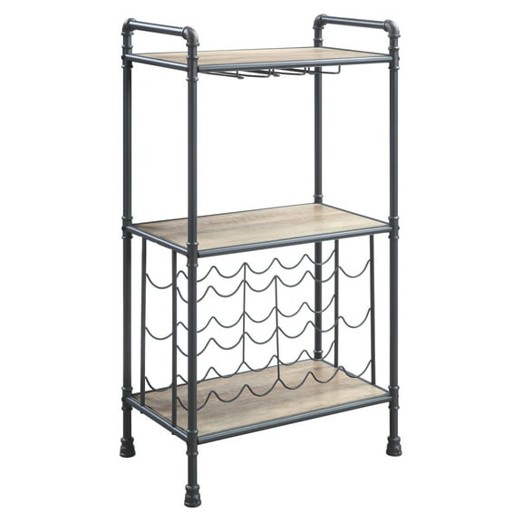 ACME Brantley Storage Wine Rack in Antique Oak and Sandy Gray