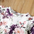 thumbnail image 5 of Kucnuzki 6 Months Baby Girl Winter Outfits Pants Sets 9 Months Long Sleeve Floral Peplum Top Elastic Floral Panel Denim Pants 2PCS Set White, 5 of 9
