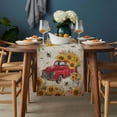 thumbnail image 2 of Yellow Flowers Table Runner - 60 Inch Long, Kitchen Dining Table Runner Dresser Scarves, Car Vintage Brown Country Rustic Farmhouse Decor for Coffee Tables Wedding Party Banquet, 2 of 8