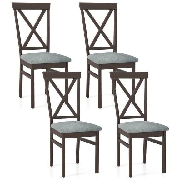 Gymax Modern Dining Chairs Set of 4 w/ Rubber Wood Frame Hollowed Backrest for Kitchen