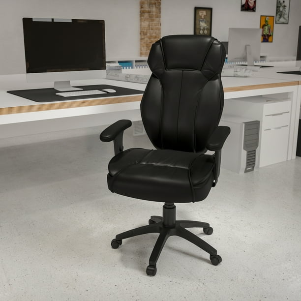 Flash Furniture High Back Black LeatherSoft Multifunction Executive