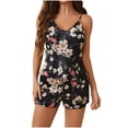 thumbnail image 2 of YHAJDS Womens Pajama Set for Women 2 Piece Satin Lace Trimmed Camisole with Shorts Soft Sleepwear Set, 2 of 5