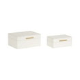 thumbnail image 5 of Kate and Laurel Namina Decorative Vegan Leather Storage Box Set of 2, 8 x 5 and 10 x 7, Ivory and Brass, Modern Glam Two-Piece Box Set with Handles for Use as Jewelry Boxes or Perfume Organizers, 5 of 10