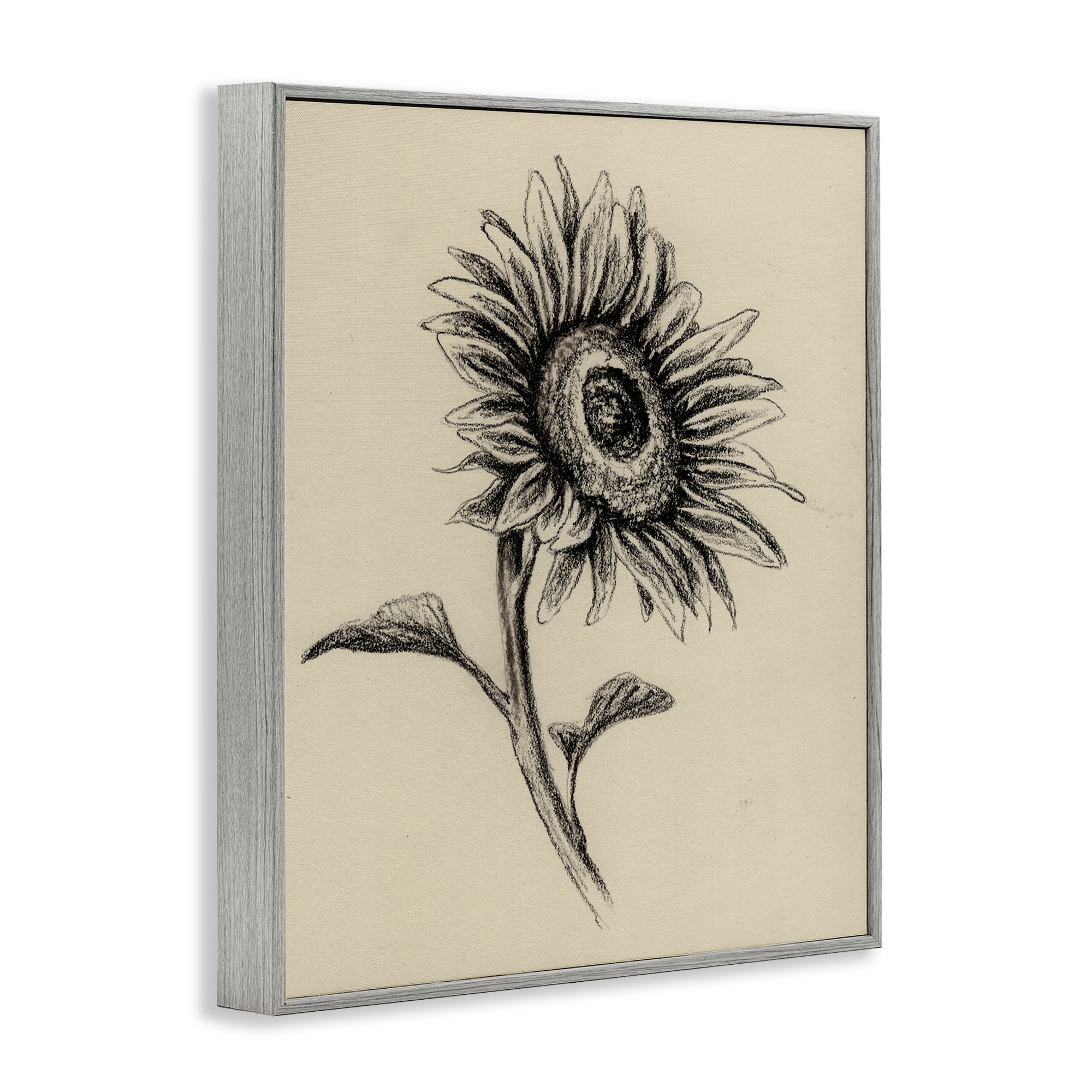 Stupell Industries Sunflowers in Charcoal Gray Framed Giclee Art, design by Leah Noel Art