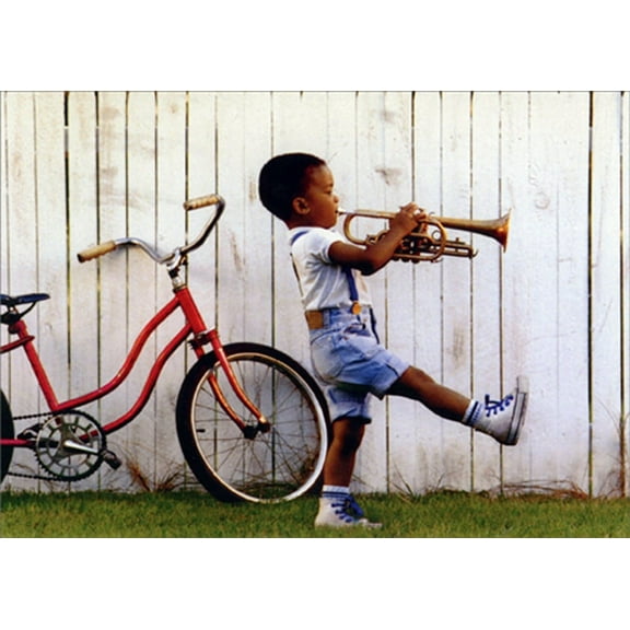 Avanti Press Child Playing Trumpet Cute / Funny Birthday Card