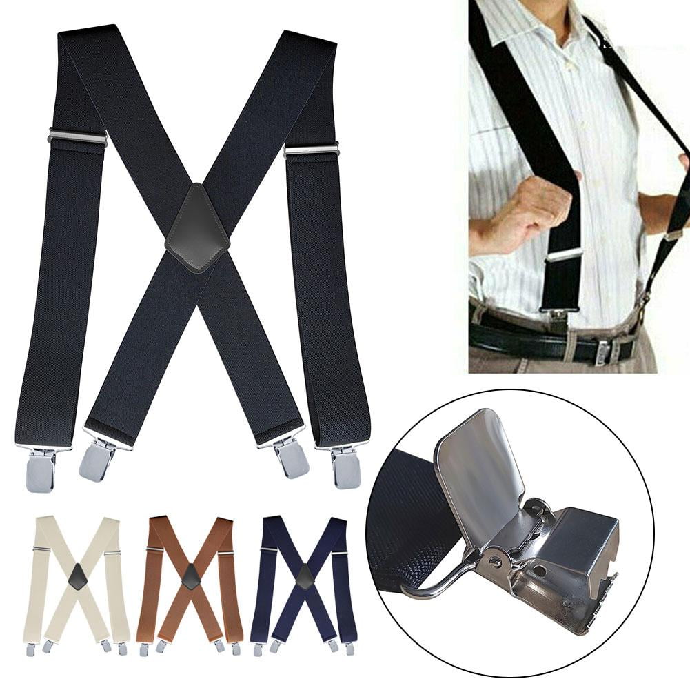 Heavy Duty Clip Suspenders for Men Men s Adjustable X Back Mens