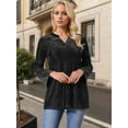 thumbnail image 2 of DARING DIVA Women's Velvet V Neck Long Sleeve Metallic Blouse S Black, 2 of 8
