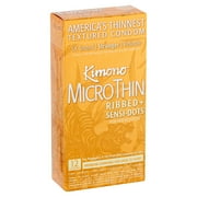 Kimono Micro Thin Ribbed Sensi Dots Lubricated Latex Condoms - 12 ct