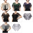 thumbnail image 6 of Sparkling Beaded Evening Shawl reathable Shoulder for Women Floral Lace-Trim Wrap for Weddings Galas & Special Occasions, 6 of 8