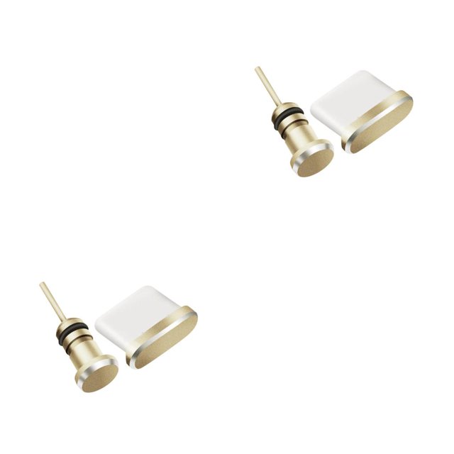 Sidaley Tapón de polvo portátil Mini Universal tipo C USB cubierta puerto de carga teléfono móvil 3,5mm auricular Flexible protector dorado Oro PC 1 2piezas