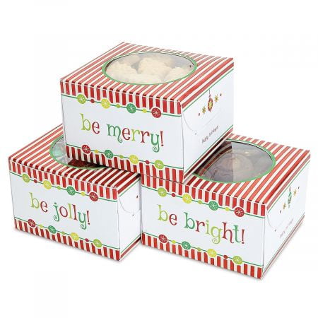 Business Cookie Box - Christmas Cookie Boxes- Set of 3 Festive Holiday Treat boxes