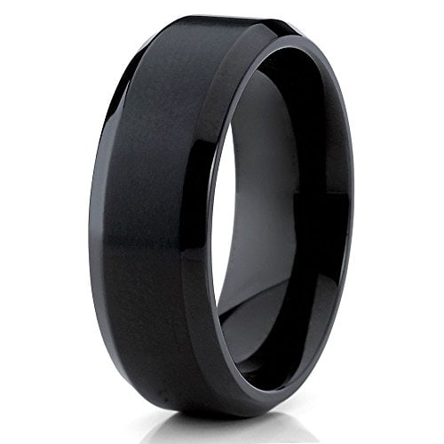 7mm Black Titanium Wedding Band Titanium Wedding Anniversary Ring Engagement Band