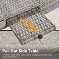 thumbnail image 3 of Euroco 80" Wicker Outdoor Chaise Lounge Chair Set of 2, Patio Rattan Reclining Chair with 4-Position Adjustable Back & Pull-out Side Table,Pool Lounge Chairs for Garden Beach Patio Poolside & Deck, 3 of 10
