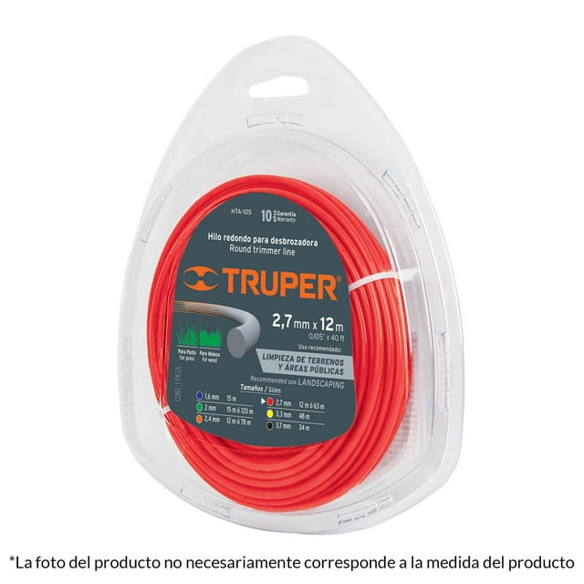 Hilo redondo para desbrozadora, 12 m largo, 2.4 mm, blister Truper