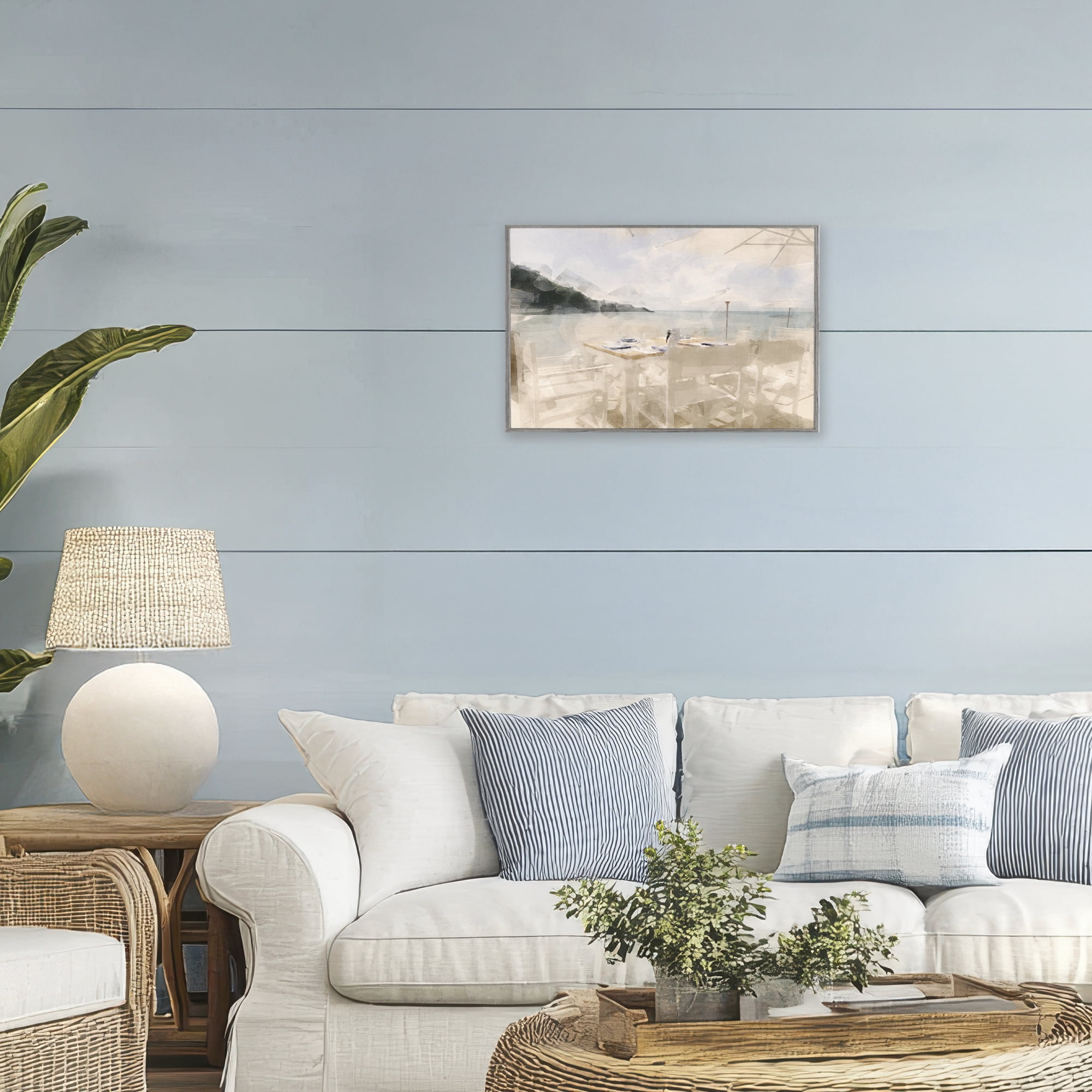 Stupell Industries Table By The Sea Gray Framed Giclee Art, design by Noah Bay