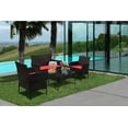 Homall 4Piece Outdoor Patio Set, Brown PE Rattan Wicker, Red Cushion