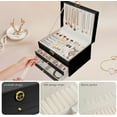 thumbnail image 5 of Jewelry Organizer Box, 3 Layers with 2 Drawers Women Jewelry Box, Large Jewelry Organizers Jewelry Boxes Display Earring Necklace Watch Bracelet and Rings (Black), 5 of 7
