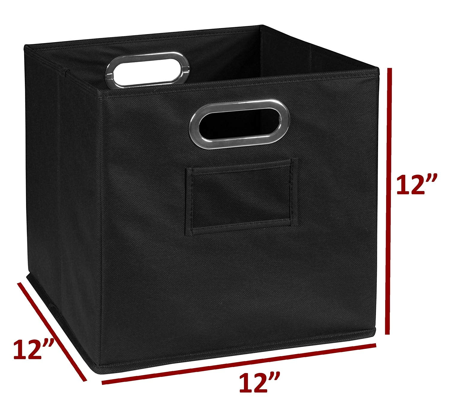 Niche Cubo Foldable Fabric Storage Bin, Built Chrome Handles, Set of 6 - Black