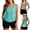 Mint Green, variant on pstuiky Womens Swimsuits Solid Color Crew Neck Plus Size Adaptable Two Piece Swimwear Swim Suit Women Two-Piece Sets with Boy Shorts Swimming Suits