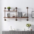 thumbnail image 3 of Ivinta 2-Tier Shelf Industrial Pipe Shelving Farmhouse Floating Shelves Wall Bookshelf for Kitchen Living Room Bathroom, 3 of 8