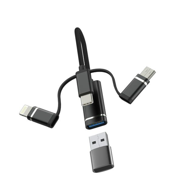 USB C Lightning Micro USB Male to USB Female Adapter(3in1)Type C OTG 3.0 Cable for iPhone 16 15 14 Pro Max MacBook for iPad for Apple USB-A Flash Drive Camera Compatible for Samsung S25 Car Converter