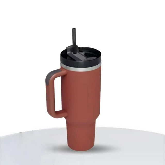 TFixol 2023 Stainless Steel 40oz Insulated Tumbler with Handle, Reusable Straw, and 3-Position Lid - Fog Color, Ideal for Car Use