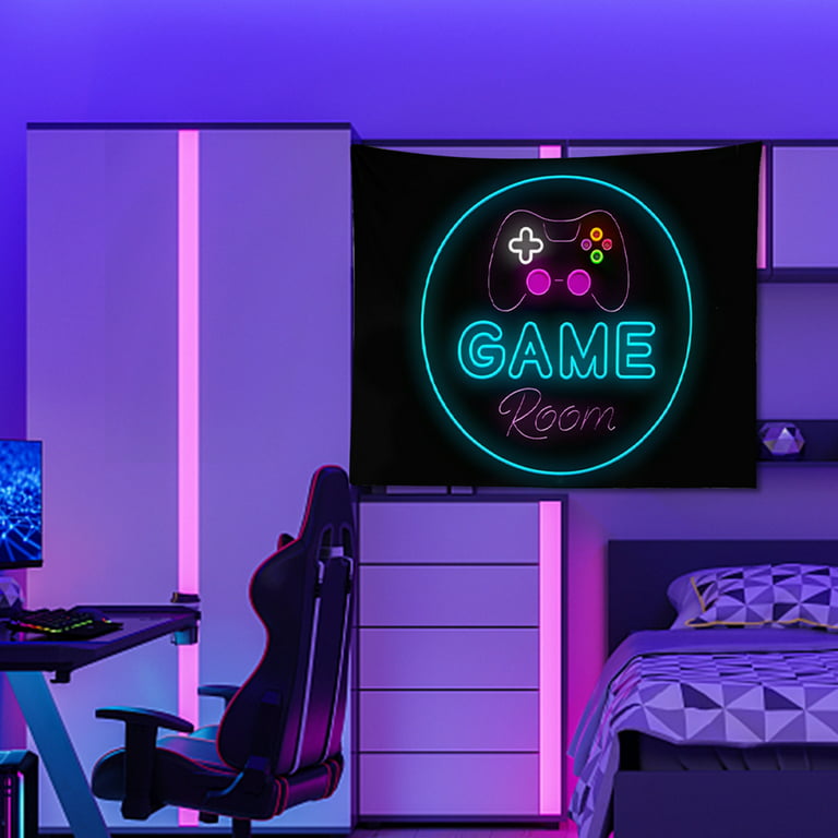 Blacklight Gaming Tapestry for Boys Room Wall Hanging, UV Reactive Video  Game Decor, Black light Gamer Decoration Bedroom 60X40inches 