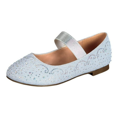 Blossom Girl  Little Girls  Silver  Glitter Accents Elastic 