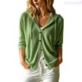thumbnail image 2 of Lixiuxyad ‌Women's Hooded Cardigan Oversized Long Sleeve Button-Front Knit Cardigan,Green, 2 of 6