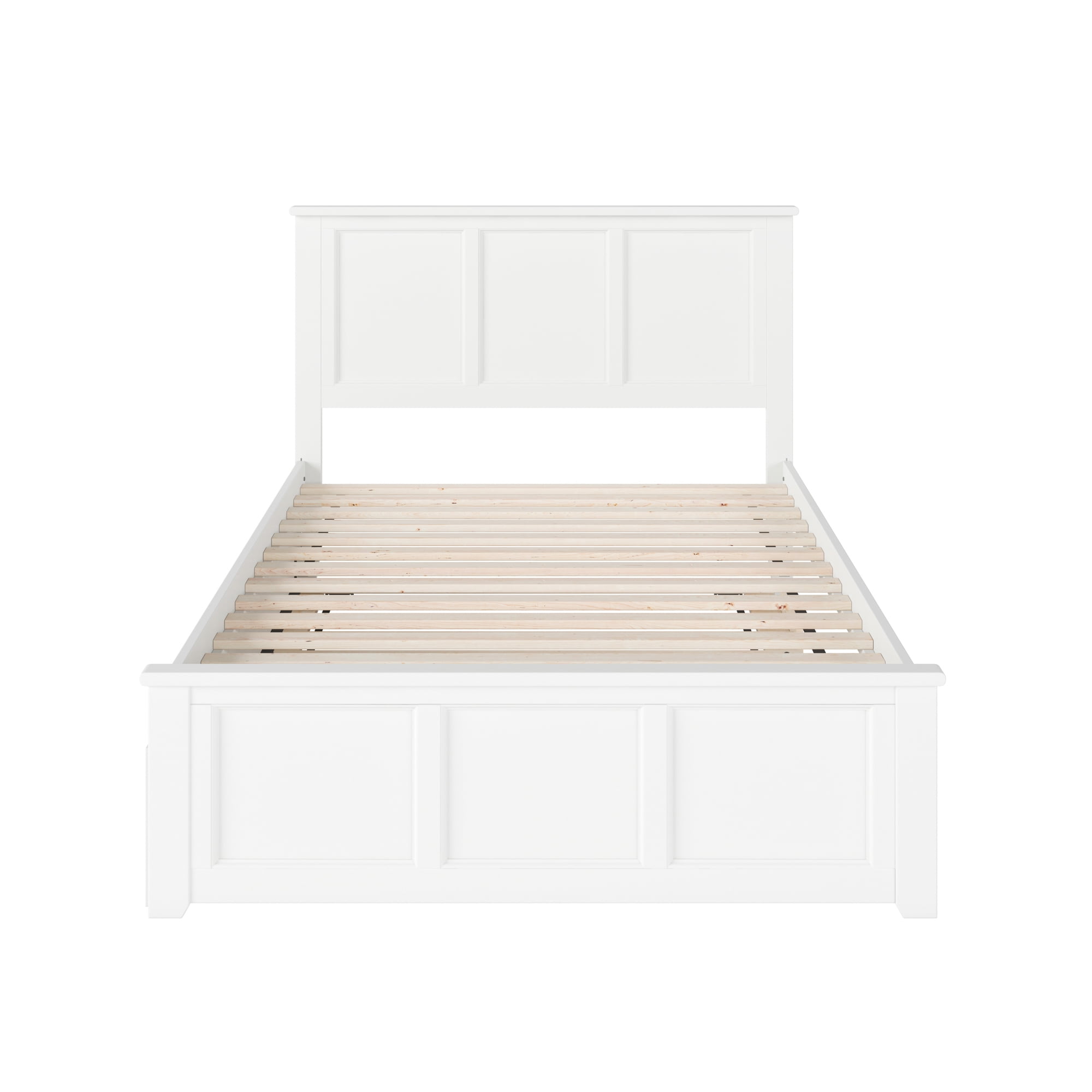 AFI Madison Full Wood Platform Bed with Matching Footboard & Full Trundle, White