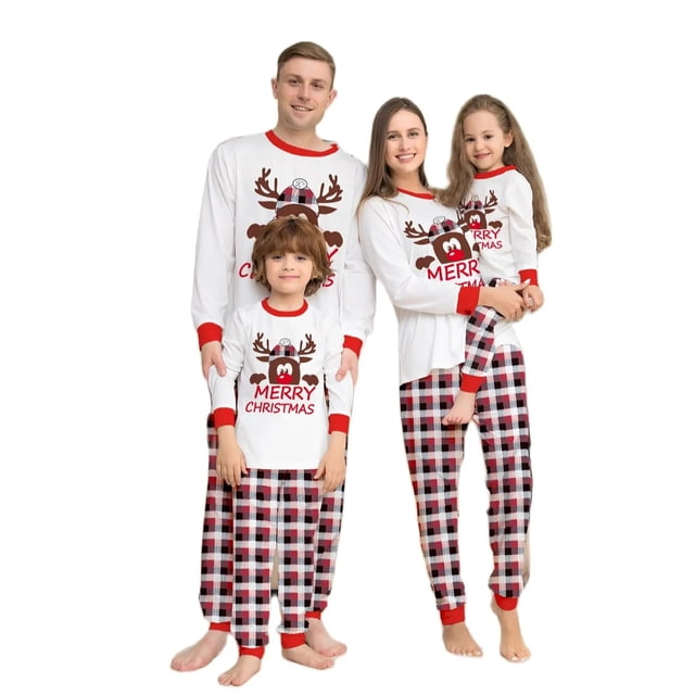 Conjunto de pijama con estampado navideño para padres e hijos, Top de manga larga con cuello redondo y pantalones de celosía, ropa de dormir y de estar por casa, 2024 xuanjing unisex