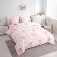 thumbnail image 4 of Homewish Cute Pink Strawberry Twin Bedding Sets 7-Piece for Girl, Kawaii Blossoms Flower Floral Bedding Comforter Set, Plant Botanical Reversible Sheet Sets, Breathable Home Decor, 4 of 8