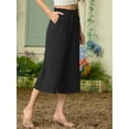 thumbnail image 4 of Cueply Capri Pants for Women Casual Loose Cropped Pants Summer Wide Leg Palazzo Capris with Drawstring Pockets, 4 of 7