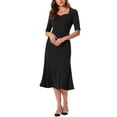 thumbnail image 2 of INSPIRE CHIC Elegant Business Casual Fishtail Dress for Women Sheath Short Sleeve Party Cocktail Dress Black S, 2 of 5