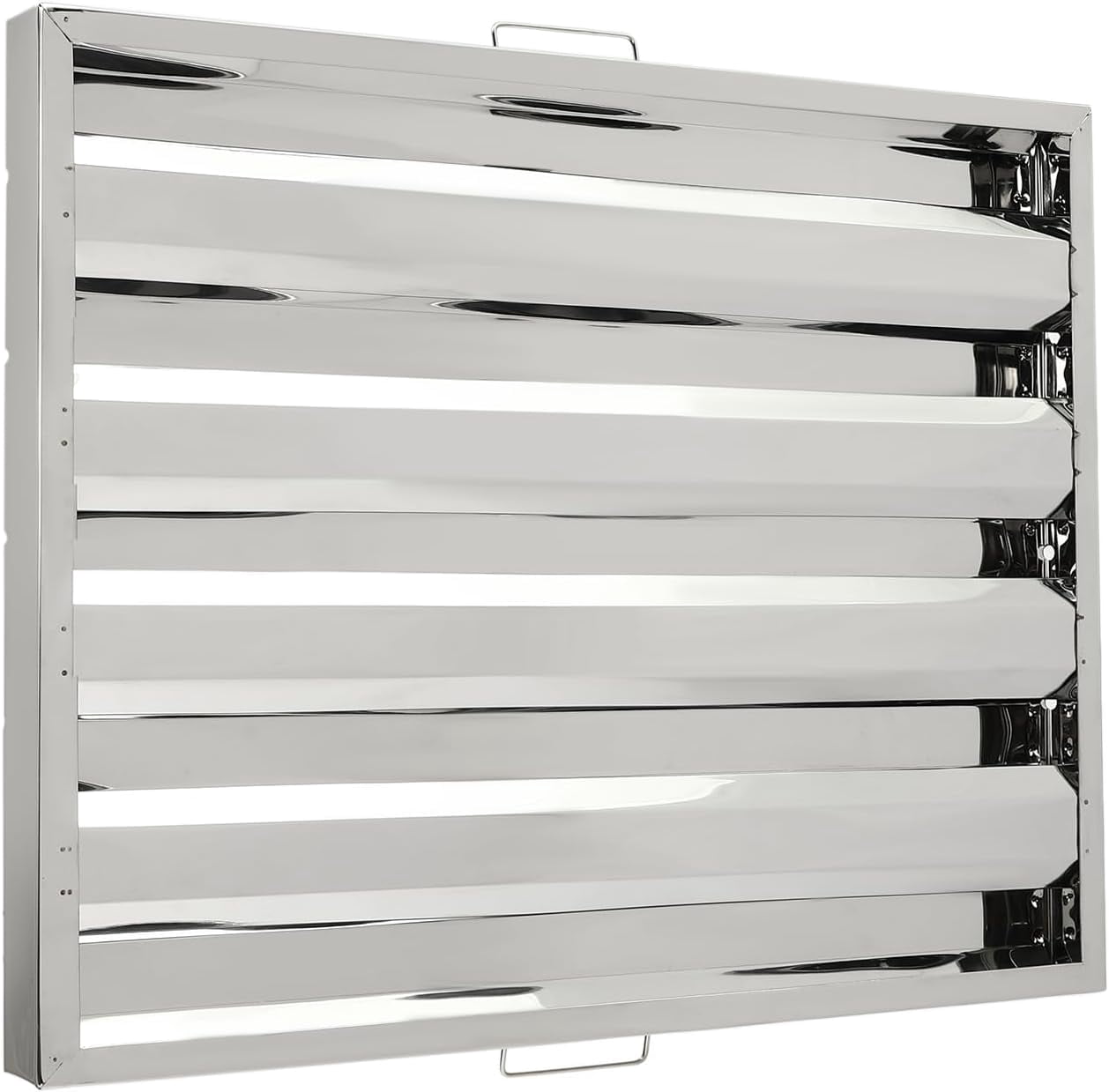 6 Pack Hood Filters 430 Stainless Steel 19.5W x 24.5H Inch, 4 Grooves Commercial Hood Filters, Kitchen Range Hood Filter for Restaurant Kitchen Exhaust Hoods, Square