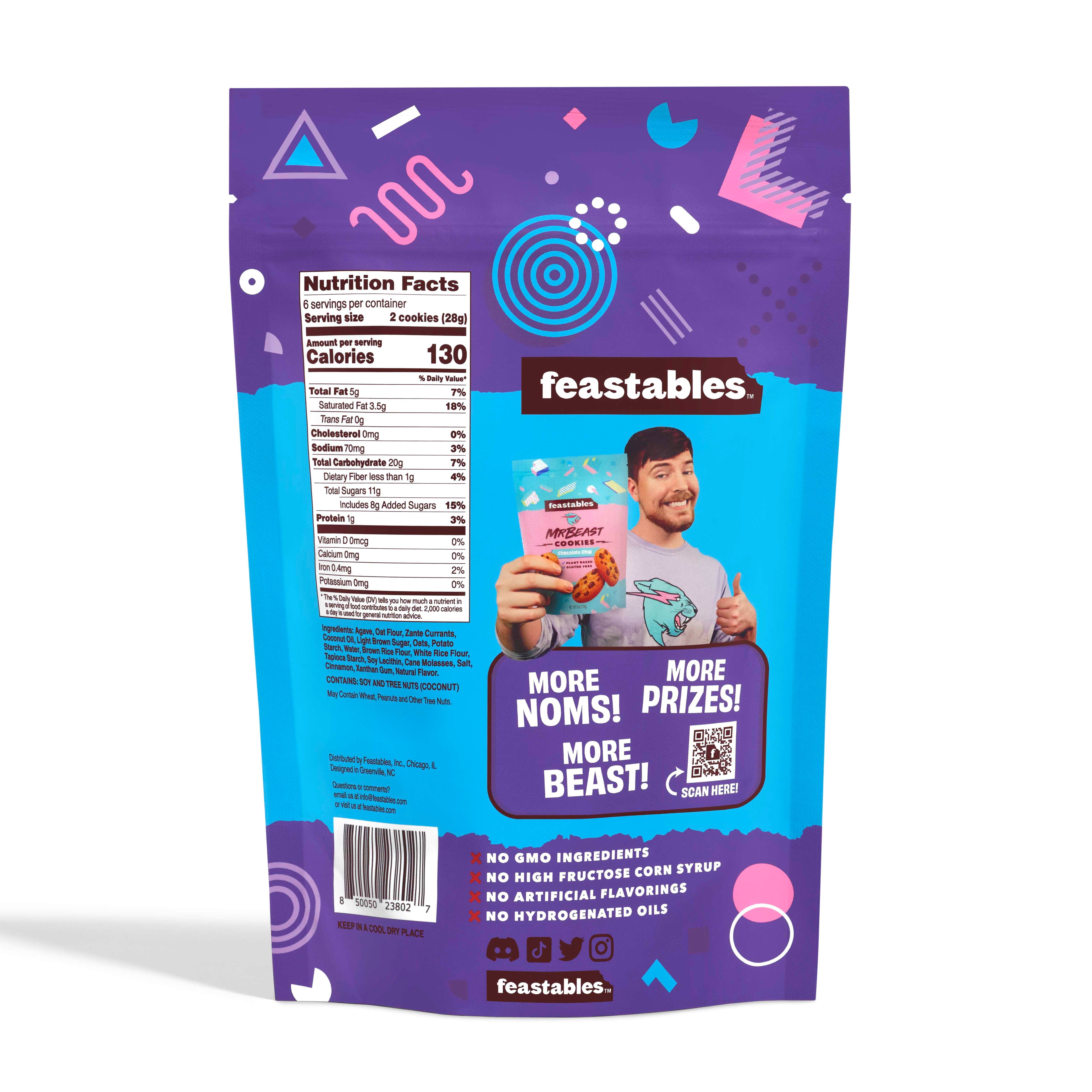 (2 pack) Feastables MrBeast Cinnamon Oatmeal Raisin Cookies, 6 oz, 1 Bag