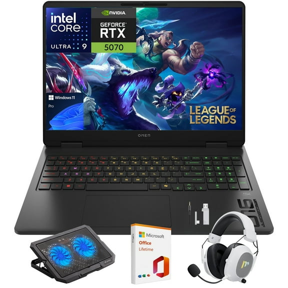 HP OMEN 16 Slim Gaming Laptop, 16" 144Hz 2K Display, Intel Core Ultra 9 285H, NVIDIA GeForce RTX 5070, 32GB DDR5 RAM, 1TB SSD, Wi-Fi 6E, RGB Backlit, Win 11 Pro, w/Mytrix Accessory & Lifetime Office
