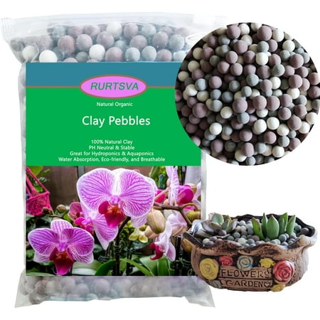 Natural Organic Colorful Leca Balls 2LBS for Plants, 8mm-10mm Ceramsite Clay Pebbles Indoor Potting Garden Soil for Orchid, Succulents, Hydroponics, Decoration, Drainage (2LBS, Primary Color, 1)