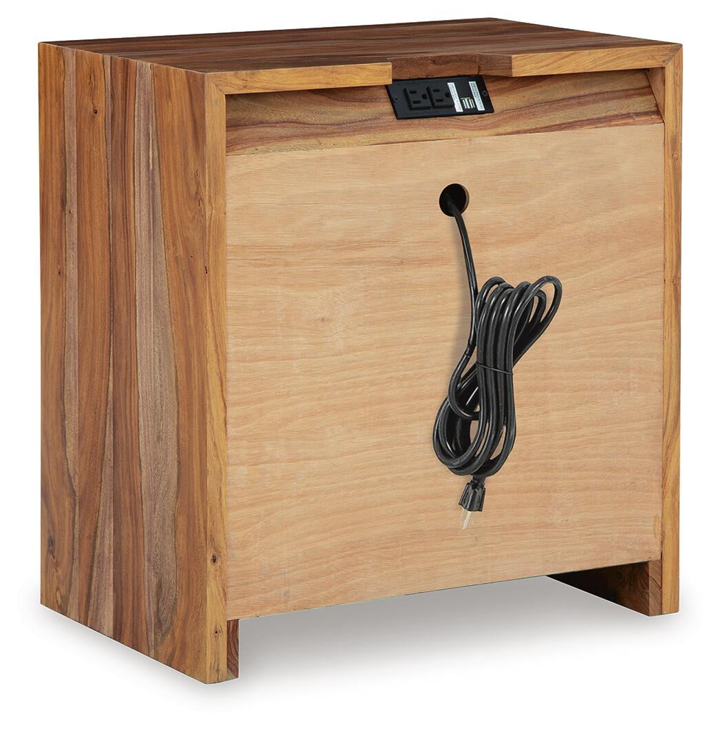 Signature Design by Ashley Dressonni 2 Drawer Nightstand with USB Charging, Brown
