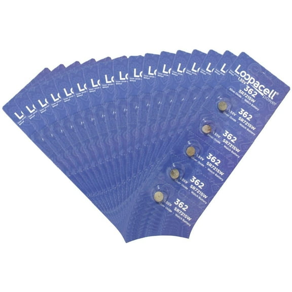 LOOPACELL 100 Pack 362 Watch Electronics Batteries 1.55 Volt Silver Oxide Coin Button Wholesale Pack