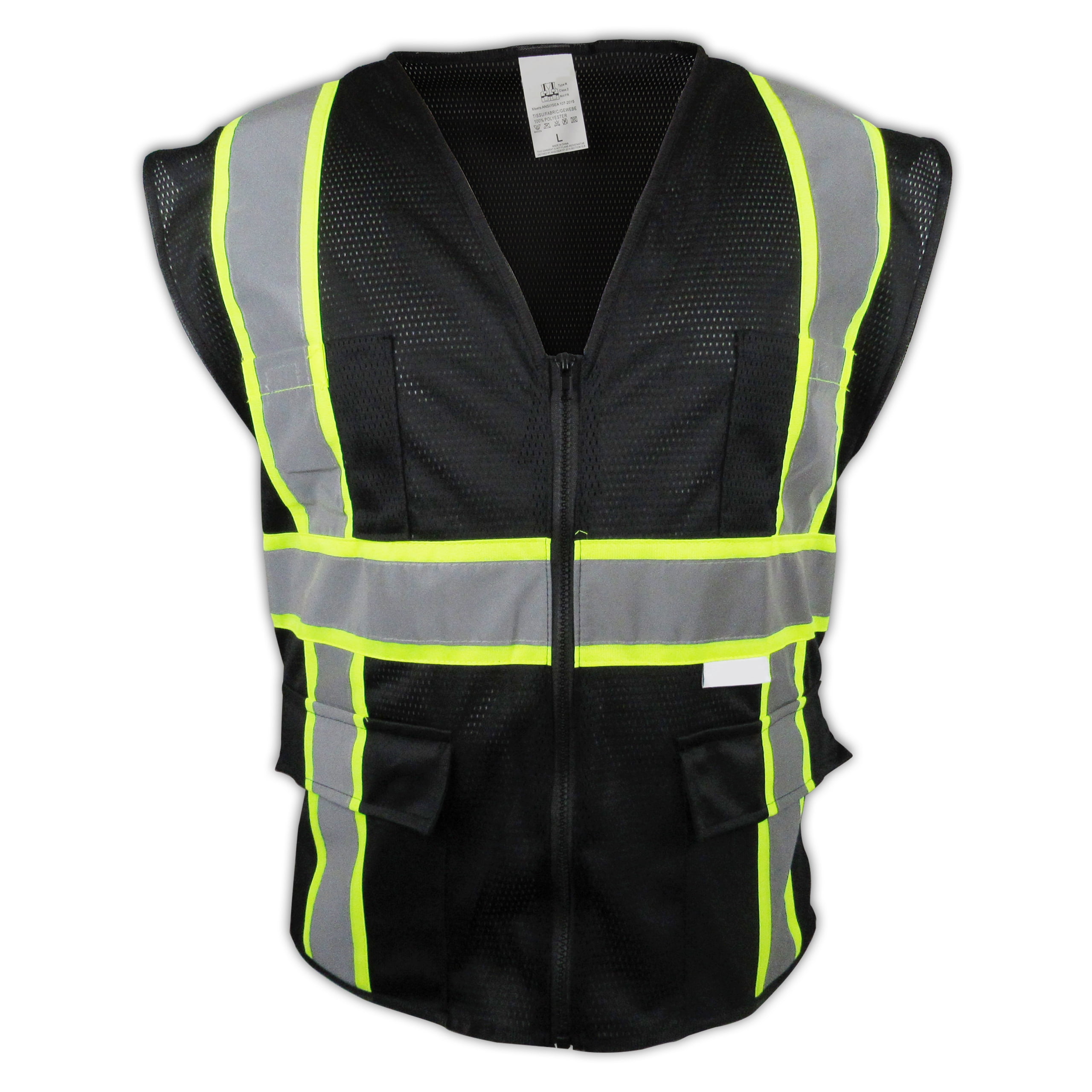 2X Black Two Tones Safety Vest , ANSI/ ISEA 107-2015