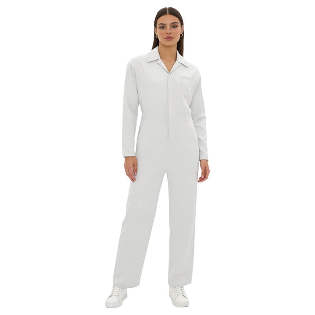 CHICTRY Combinaison de Mécanicien pour Hommes Combinaison pour Femmes Salopette Manches Longues Combinaisons Body Rave Blanc m