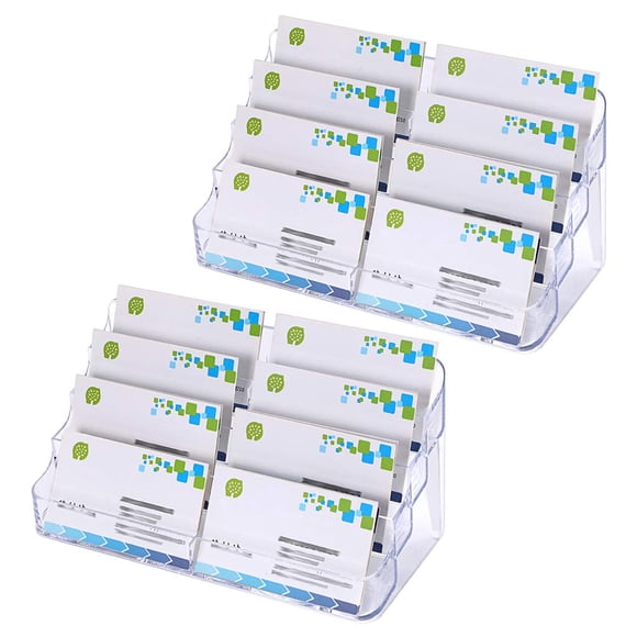 BTSKY 2 Pcs Support de Cartes d'Affaires en Acrylique à 8 Pochettes Support Transparent pour Cartes de Jeu de Société Support de Remplissage de Cartes en Acrylique pour Bureau et Comptoir