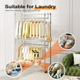 thumbnail image 5 of Heavy Duty Rolling Garment Rack 3 Tiers Adjustable Wire Shelving Clothes Rack with 2 Rods and Side Hooks,Storage Closet Clothing Rack with Wheels Chrome 15.7" D x 29.5" W x 74.5" H, 5 of 15